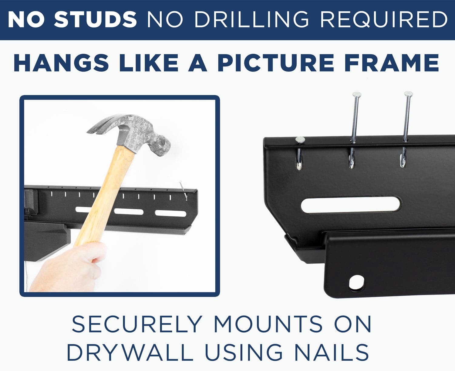 Mount-It! No Stud TV Wall Mount, Heavy Duty for Large TV's, Fits 32" to 80" TV's, Capacity 110 lbs. ,  Low Profile, Mounts with Nails