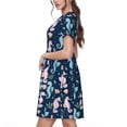 thumbnail image 2 of Balery Seahorses And Plants Vestidos sueltos de manga corta para mujer, vestidos de verano 2025, vestidos casuales de corte A con vuelo., 2 of 6