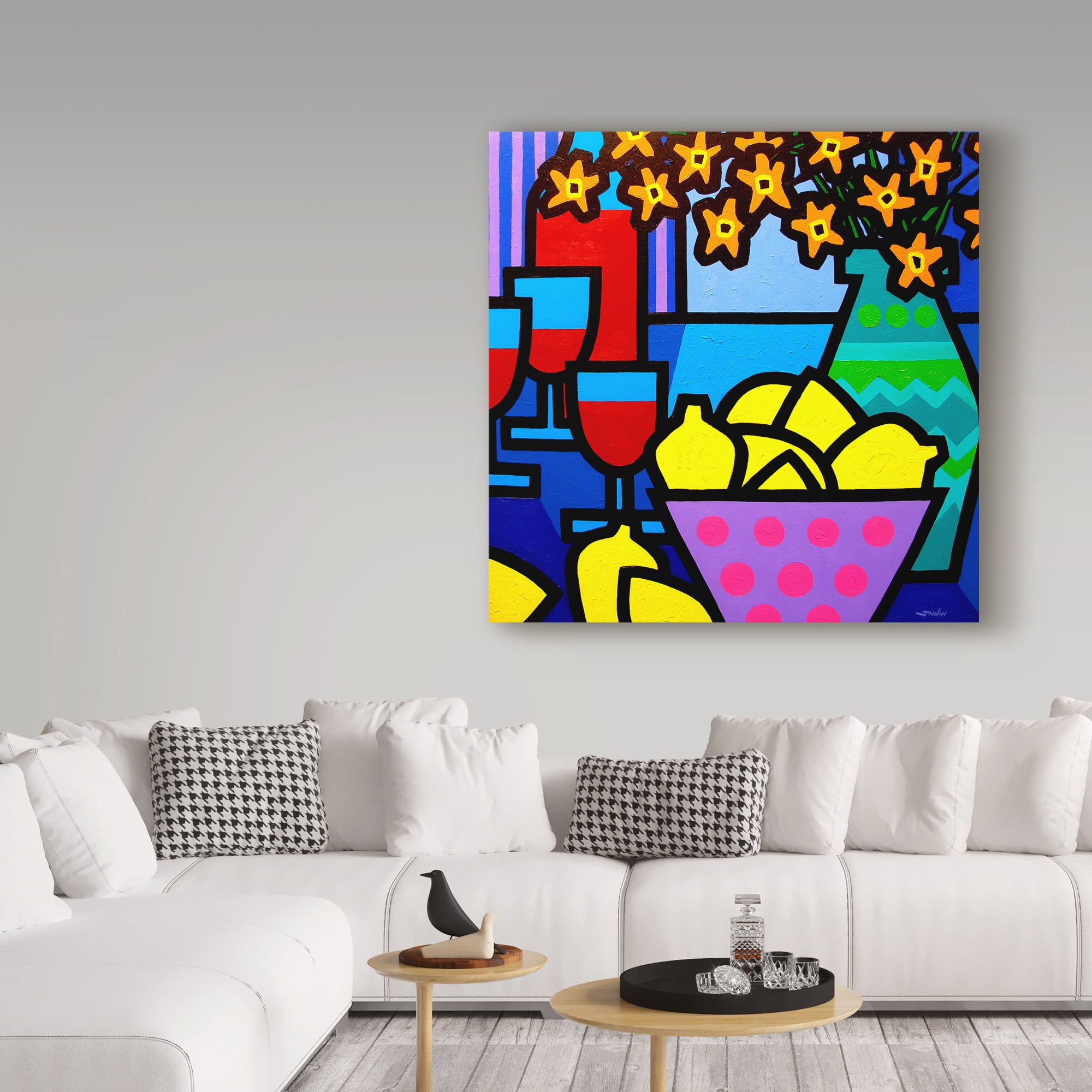 Trademark Fine Art 'Wine, Lemons and Flowers' Canvas Art by John Nolan