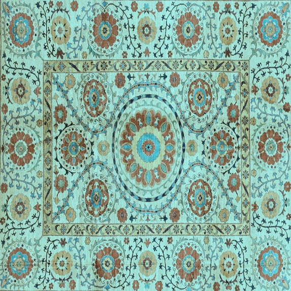 Ahgly Company Indoor Square Abstract Light Blue Modern Area Rugs, 5' Square