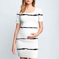 thumbnail image 2 of Zwiiyzr 2025 Women's Maternity Dress Striped Slim Short Sleeve Tank Dresses Scoop Neck Pregnancy Bodycon Dress for Casual Wear White, 2 of 7