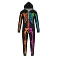 thumbnail image 3 of Pitauce Matching Family Pajamas Sets Skeleton Printed One-Piece Jumpsuit Halloween Hooded Zipper Onesie Loungewear with Pockets, 3 of 4