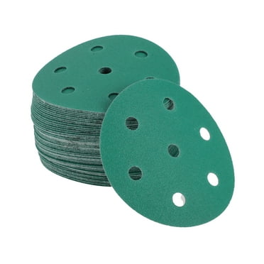 Unique Bargains Car Sanding Discs 3.5" 7 Hole 150 Grit Abrasion Resistance | Round Hook and Loop Sandpaper Green 50 Pcs