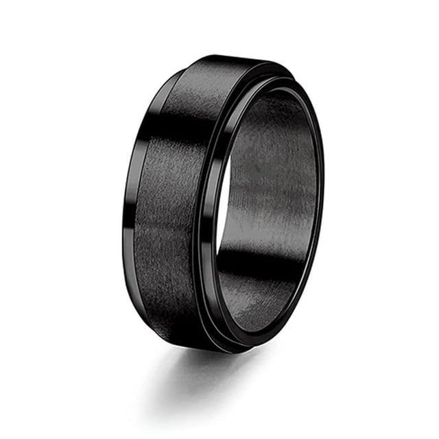 Janrevotw Personalized Metal Ring, Finger Ring Rotatable Decompression Matte Brushed Couple Rings Titanium Steel Hand Jewelry Comfortable And Durable Wedding Ring