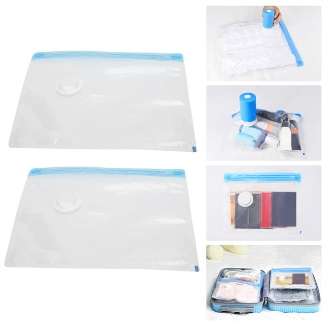 Keenso Traveling Vacuum Bag,2Pcs Vacuum Storage Bag Space Saving Compressed Sealed Travel Bag with 3.5cm Thread Air Inlet,Compressed Storage Bag
