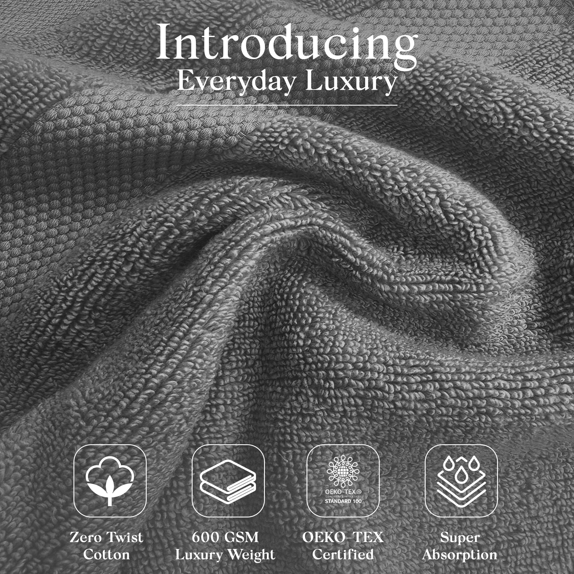 One Thousand Reasons Superior Zero Twist 1 Stripe Towel Set | Bath, Gym, Hand Towels | Luxury & Soft Cotton (6 Pieces)