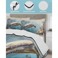 thumbnail image 4 of Quilts Queen Size, Ocean Turtle Soft Comforter Bedding Set for Bed, Retro Coral Reef Illustration Coastal Lightweight Quilted Bedspread with Pillow Cover(2 Pieces) for All Season, 90x96 Inch, 4 of 6