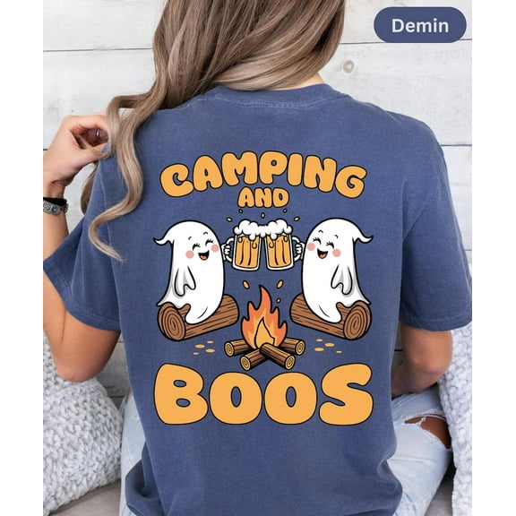 Camp Spooky Summerween T-shirt, Summer Halloween Tee,Cute Ghost Oversized Beach Shirt,Spooky Summer Shirt, Camping Boo Tshirt 200634