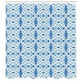 thumbnail image 3 of Ethnic Shower Curtain, Hippie Design Inspired by Asian Culture Grunge Folk and Geometric Motif, Fabric Bathroom Set with Hooks, 69W X 84L Inches Extra Long, Navy Blue and White, by Ambesonne, 3 of 3