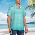 thumbnail image 3 of Pofeuu Blue And Turquoise Print Hawaiian Shirt for Men Sleeves Casual Button Down Summer Beach Dress Shirts T-Shirts,3X-Large, 3 of 7