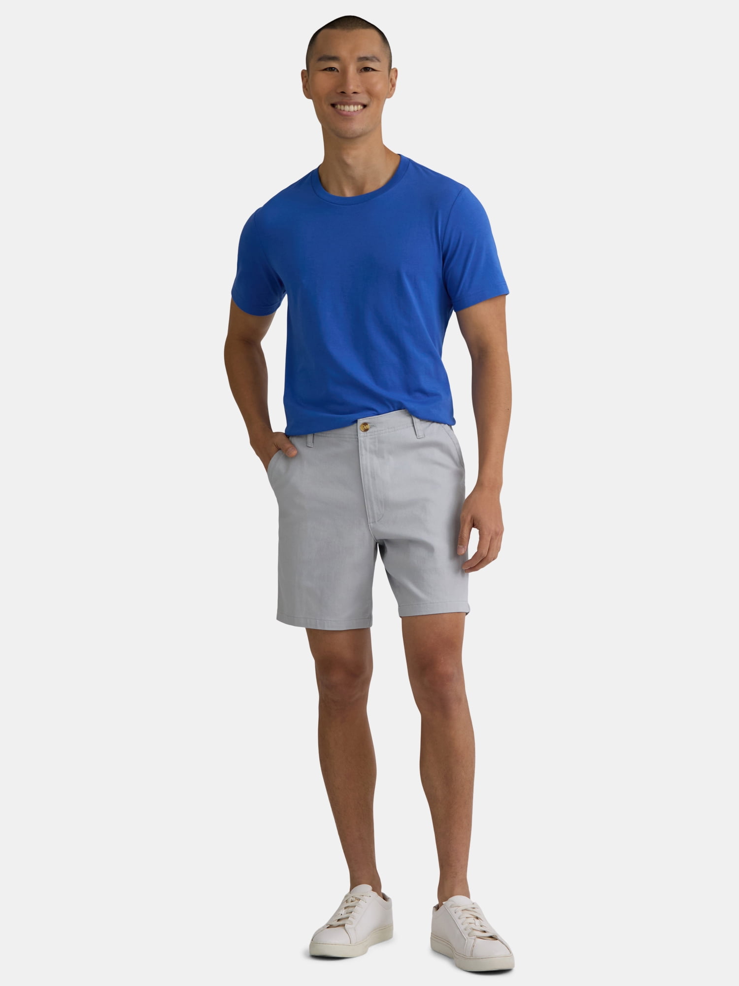 George Men's & Big Men's Relaxed Fit Stretch Twill Flat Front Shorts, 9" Inseam, Sizes 28-54