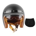 thumbnail image 1 of Casco de bicicleta estilo retro mate negro 3 / 4 casco de sombra facial, con gafas de viento para adultos XL 59 - 60cm, 1 of 10