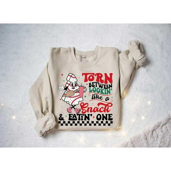Torn Between Looking Like A Snack Or Eating One, Christmas Sweatshirt, Funny Christmas Gift, Gym Workout Sweatshirt, Funny Sarcastic Sassy