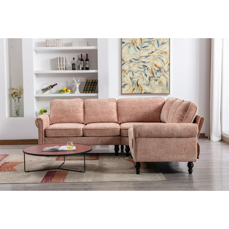  Morden Fort Chesterfield Modular Convertible Sectional U-Shape  Polyester Fabric Sofa with Chaise Accent Tufted Couch for Living Room  Furniture Set : Home & Kitchen