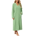 thumbnail image 3 of Ozmmyan Womens V Neck Long Sleeve Fleece Robe for Womens Cable Knit Pattern Long Bathrobe with Pockets Soft Warm Loungewear Nightgown, 3 of 5