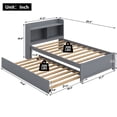 thumbnail image 6 of HSUNNS Twin Bed Frame with Trundle and Storage Bookcase, Modern Platform Twin Bed Frame for Girls and Boys, Solid Wood Trundle Bed with Headboard and Footboard, No Box Spring Needed, Gray, 6 of 11