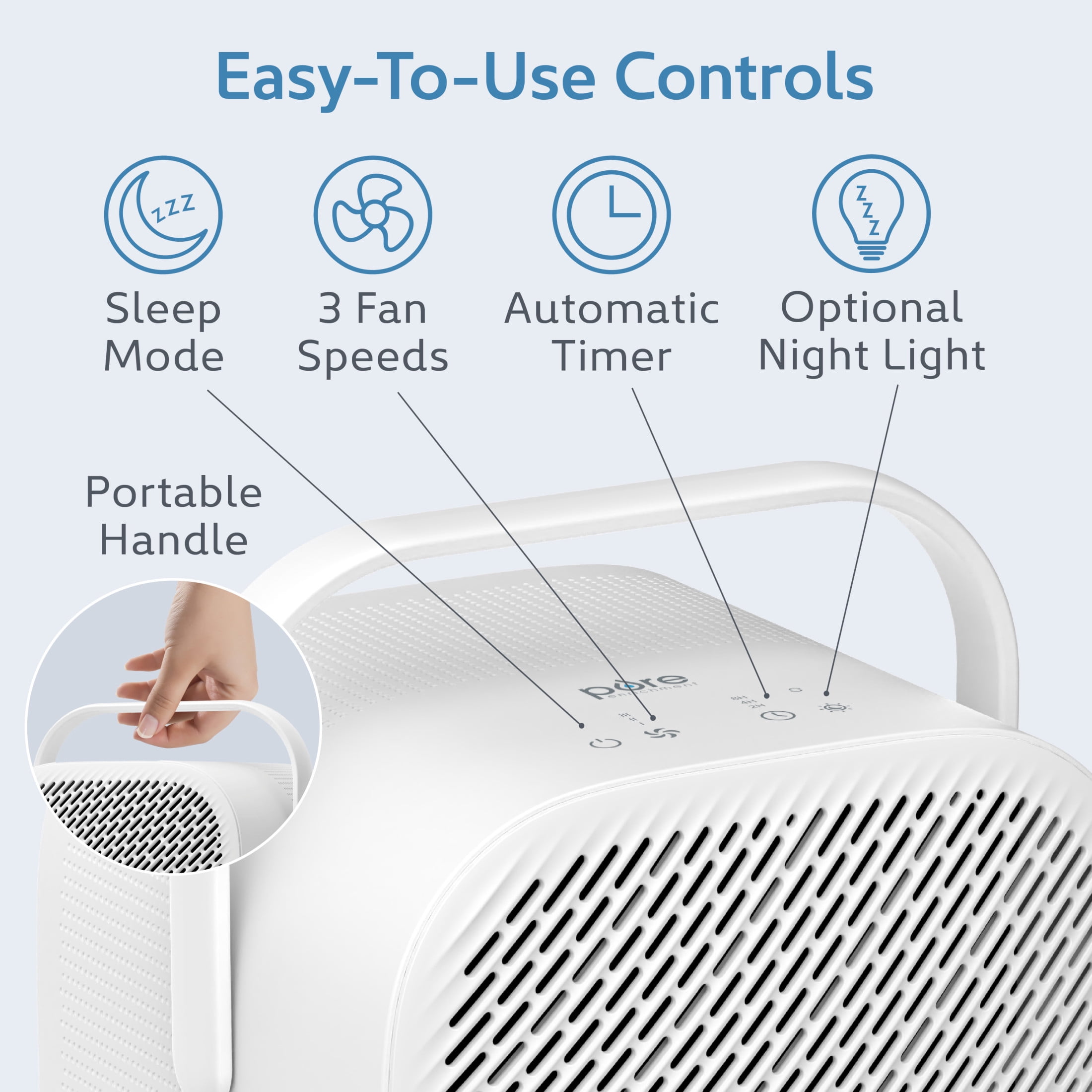 Pure Enrichment PureZone DUO 615 sq. ft. True HEPA 3-Stage Filtration Tabletop Air Purifier, White