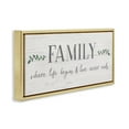 thumbnail image 3 of Stupell Industries Love Never Ends Family Phrase Inspirational Painting Gold Floater Framed Canvas Art Print Wall Art, 31 x 14, 3 of 9