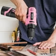 thumbnail image 6 of Pink 12V Rechargeable Cordless Drill - 21Pcs Accessory Set, 1300mAh Li-Ion Screwdriver with 3/8" Chuck, LED Light & Storage Bag, 6 of 9
