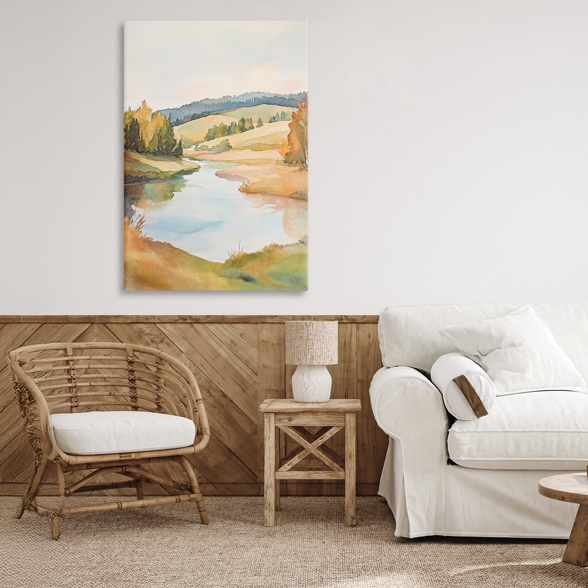 Stupell Industries Serene Watercolor Lake Escape Canvas Wall Art, design by Petal Prints Design