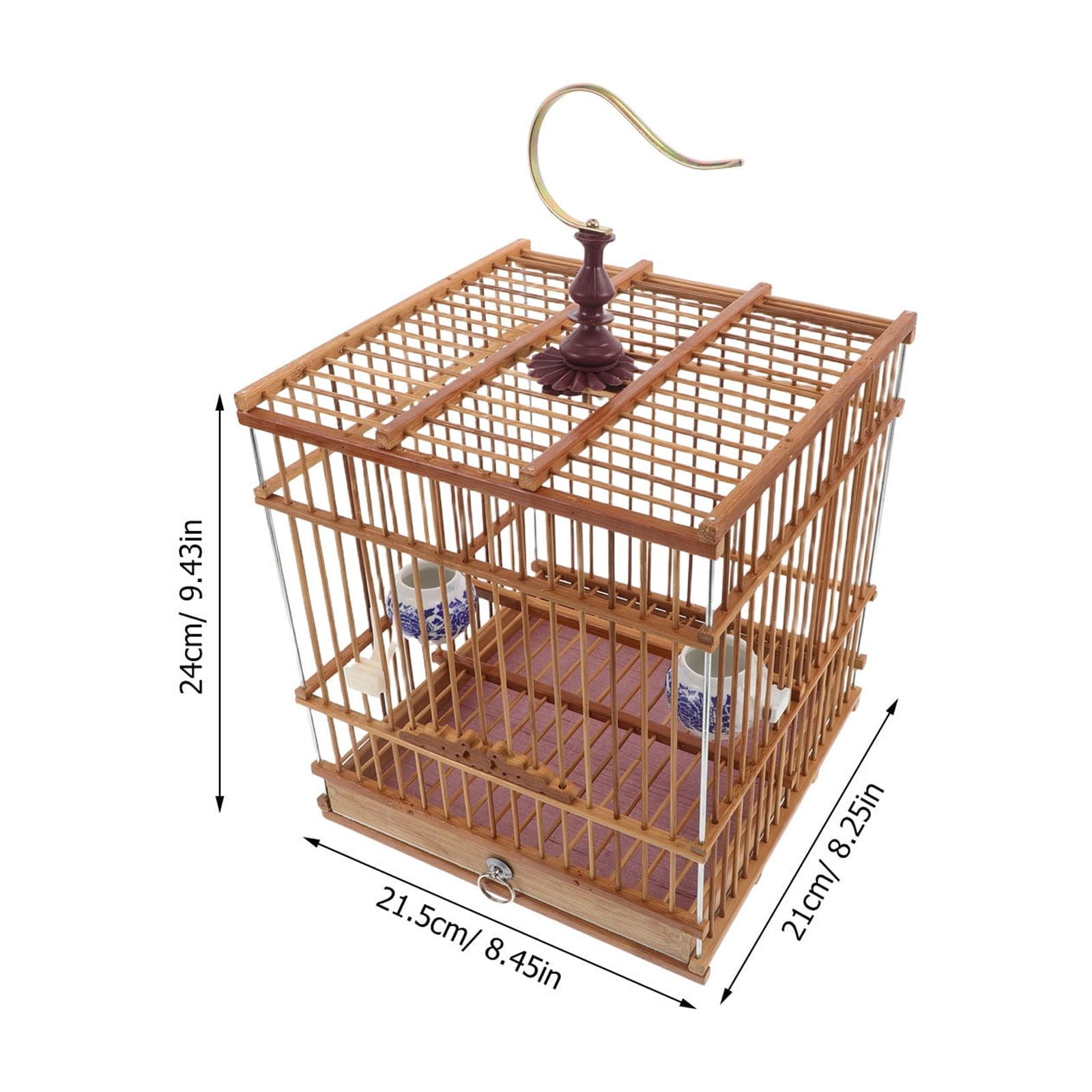 Tineasur Light Brown Carbonized Bird Cage with Removable Tray for Indoor and Balcony Use