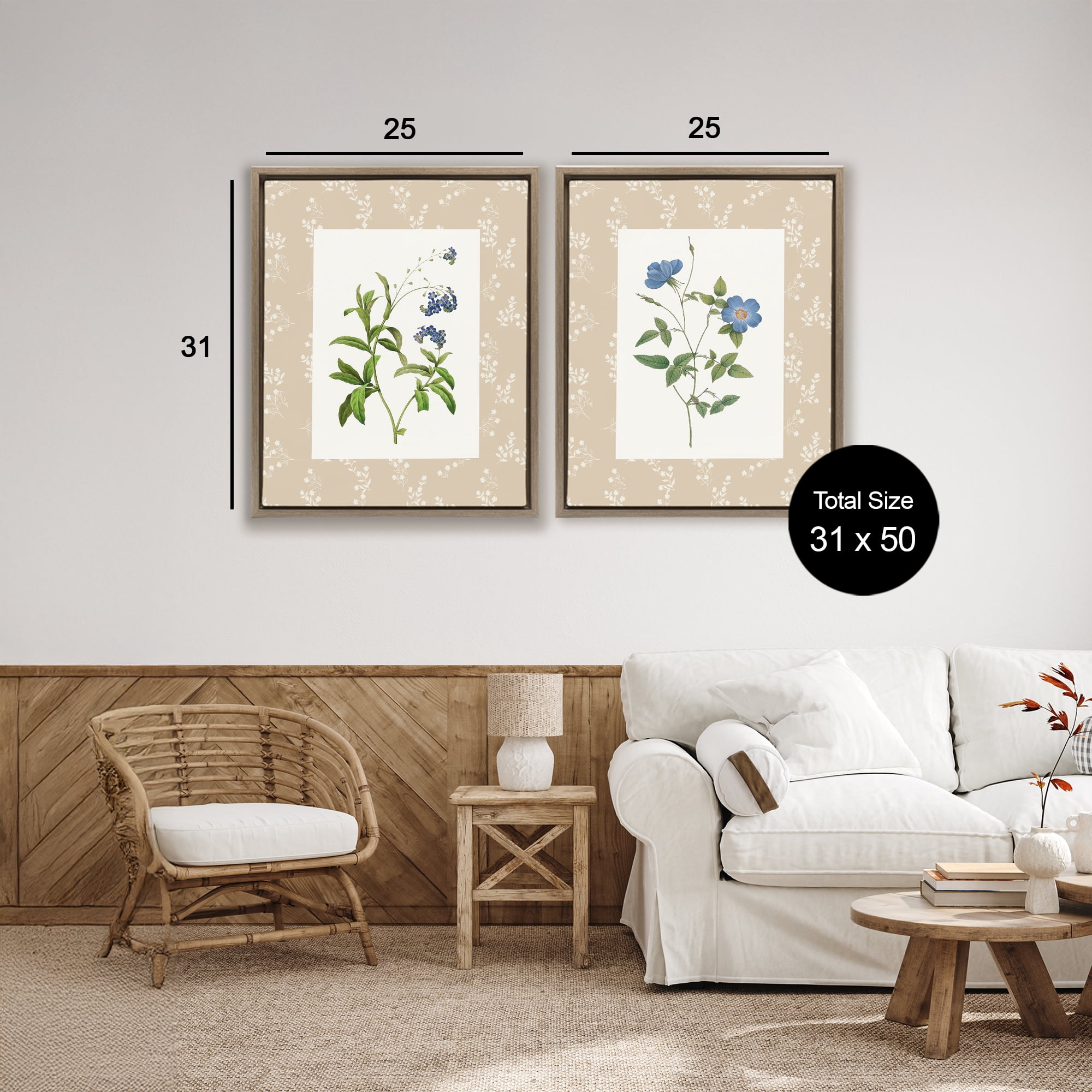 Stupell Industries Herbs on Beige Botanicals 2 Piece Brown Framed Floater Canvas Set, design by Val Rhodes