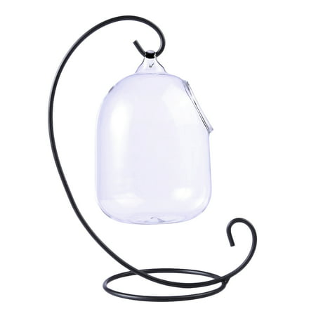Creative Hang Glass Vase Fish Tank with Holder for Home Decor - Black (Best Glass Vape Tank)