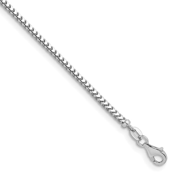 Auriga Fine Jewelry 18K White Gold Polished 2 mm Solid Franco Chain Necklace for Women 16"