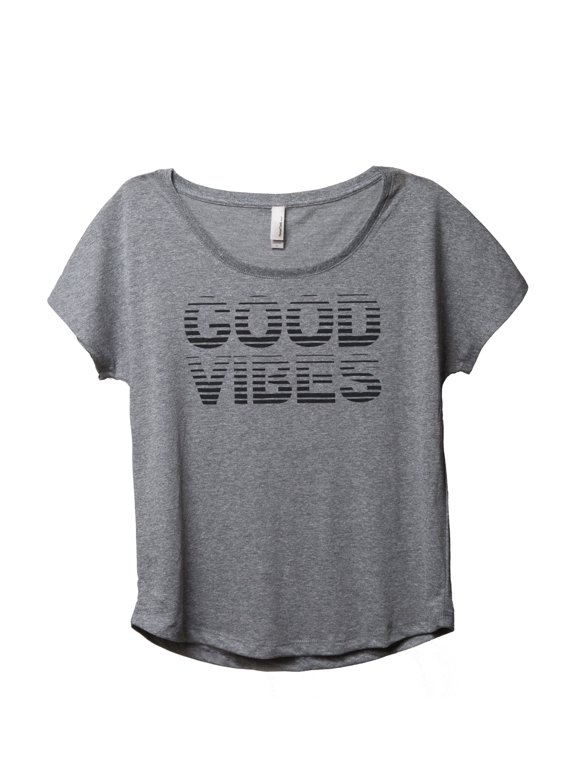 Good Vibes Women's Relaxed Slouchy Dolman T-Shirt Tee Heather Grey Large