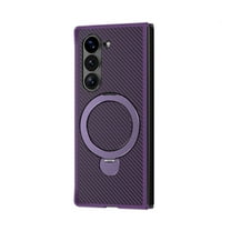 Magnetic Shockproof Designed for Samsung Galaxy Z Fold 6 Case, [Compatible with Magsafe] [Military Grade Drop Tested] Carbon Fiber Hard Back Slim Phone Case For Samsung Galaxy Z Fold 6 Case,Purple