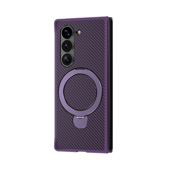 for Samsung Galaxy Z Fold 4 Phone Case, with Mag Safe Kickstand 360°Rotatable, Shockproof Slim Case Military-Grade Drop Protection with Metal Ring Holder Magnetic Stand for Man,Purple
