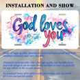 thumbnail image 3 of 1 Pcs 2D Flat License Plate Covers & Frames, God loves you For Decorative Front, Waterproof For Decoration Aluminum License Plate Covers & Frames Cover For Men Women, 12" X 6", 3 of 7