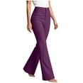 thumbnail image 4 of Womens Work Office Pants High Waisted Bell Bottoms Slim Fit Stretch Flared Dress Pants Trousers for Business Casual Going Out,Purple,XXL, 4 of 6