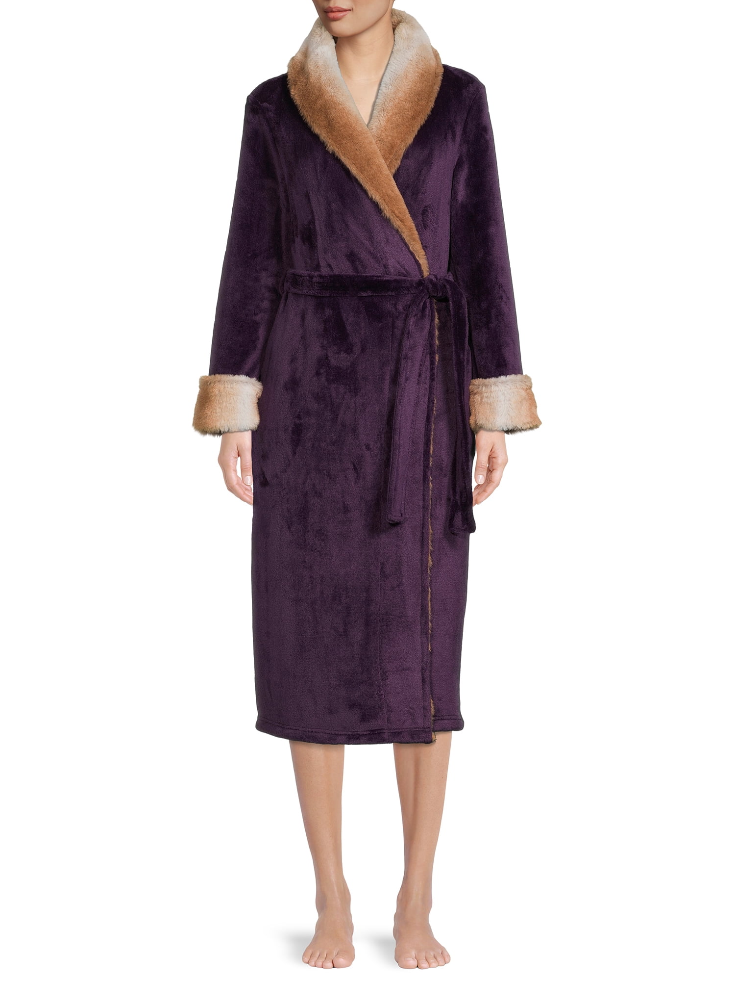 Secret Treasures Women s and Women s Plus Super Faux Mink Robe Walmart