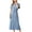 Blue, variant on Women's Long Robes Lightweight Soft Short Sleeve Bathrobes with Belt Warm Comfy Sleepwear with Pockets
