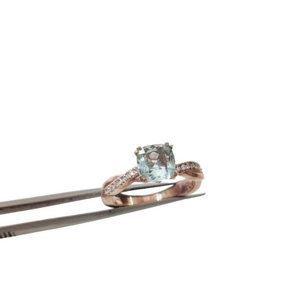 Solitaire Aquamarine Gemstone Ring, 925 Sterling Silver, CZ Womens Ring, Natural Aquamarine Ring, March Birthstone, Christmas, Tiny Dainty Ring, Statement Jewelry, Anniversary, Stackable Ring