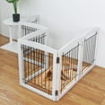 Freestanding Foldable Dog Gate Wooden Extra Wide White Puppy Gate 6