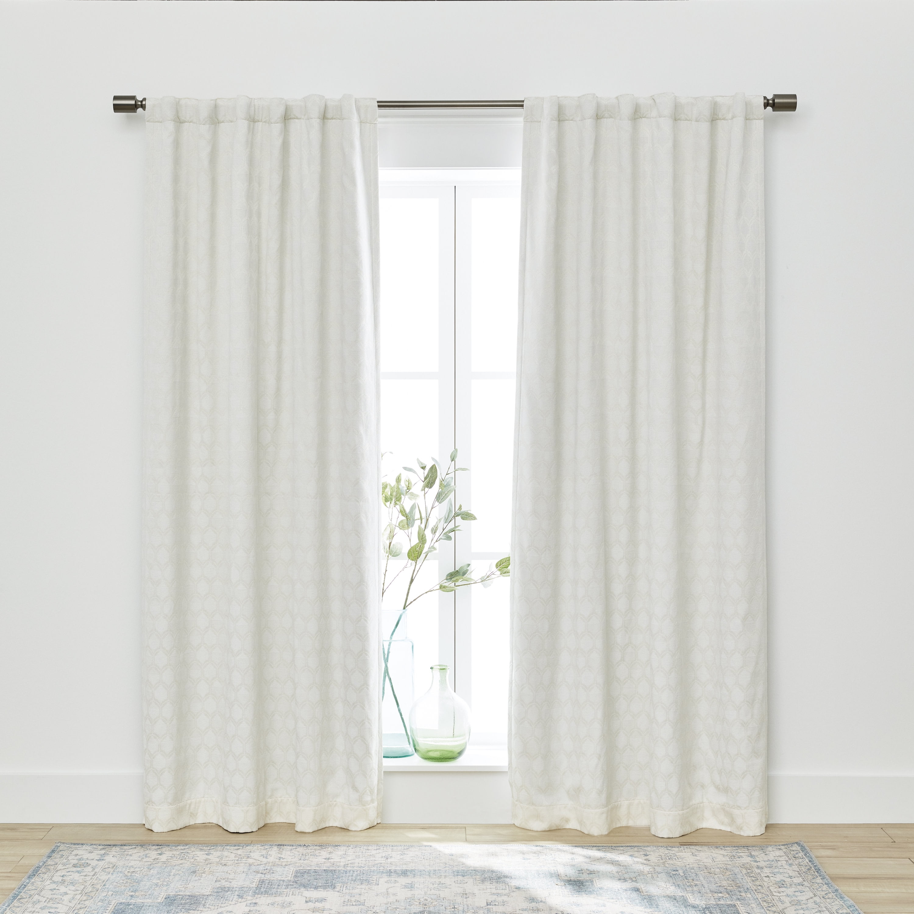 Better Homes & Gardens Jacquard Velvet Blackout Curtain, Back Tab, Indoor Single Panel, Vanilla Dream, 50" W x 84" L, Adult