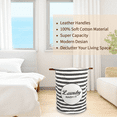 thumbnail image 5 of Laundry Basket, Collapsible Large Laundry Hamper Waterproof with Leather Handle, Dirty Clothes, Baby Kids Toy Storage Baskets Dorm, Gray Stripes, 5 of 6