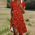 thumbnail image 2 of Fashion Beach Dresses for Womens 2026 Summer Plus Size Polka Print V-neck Short Sleeve Loose And Comfortable Dress, 2 of 6