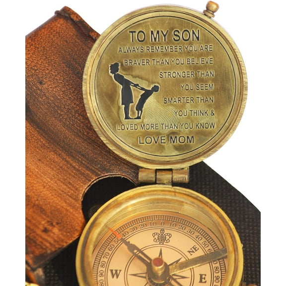 “ to My Son ” Camping Compass Engraved with Gift Compass Graduation Day Gifts for Son - Son Birthday Gifts - Love Mom - Love Dad - Confirmation Gifts for Son.