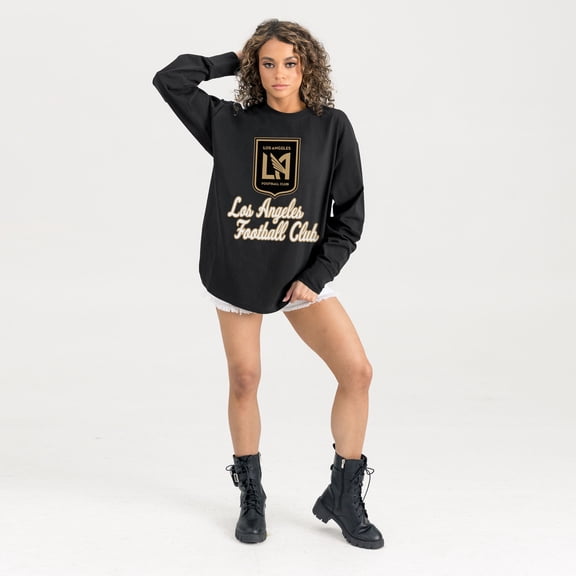 Women's Gameday Couture  Black LAFC Oversized Long Sleeve T-Shirt