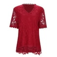 thumbnail image 3 of TYGHBN Women's Spring and Summer Solid Color Fashion V Neck Elegant Jacquard Short Sleeved T Shirt Casual Top Women Long Sleeve Running Summer Casual Tops for Women Short Sleeve Tees Women Woman Tee, 3 of 7
