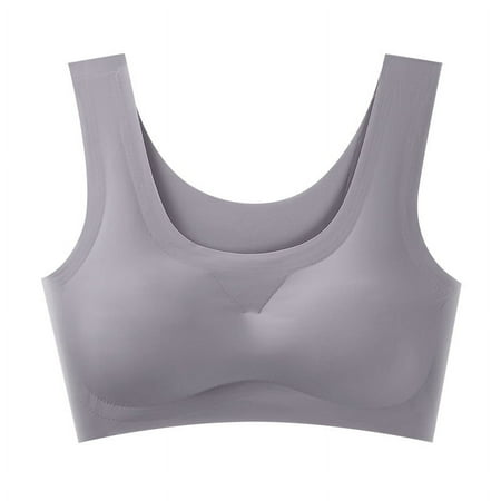 Japanese Seamless Underwear One-piece Women s Ice Silk Beauty Back Sports Yoga Vest Bra grey