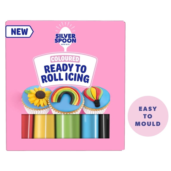Silver Spoon Coloured Ready to Roll Icing Sugar 5x100g, Imported from Britain