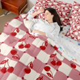 thumbnail image 4 of Manfei Modern Checkered 7pcs Queen Bedding,Cute Cherry Bedding Comforter Set Queen,Red White,Colorful Stars Reversible, 4 of 7