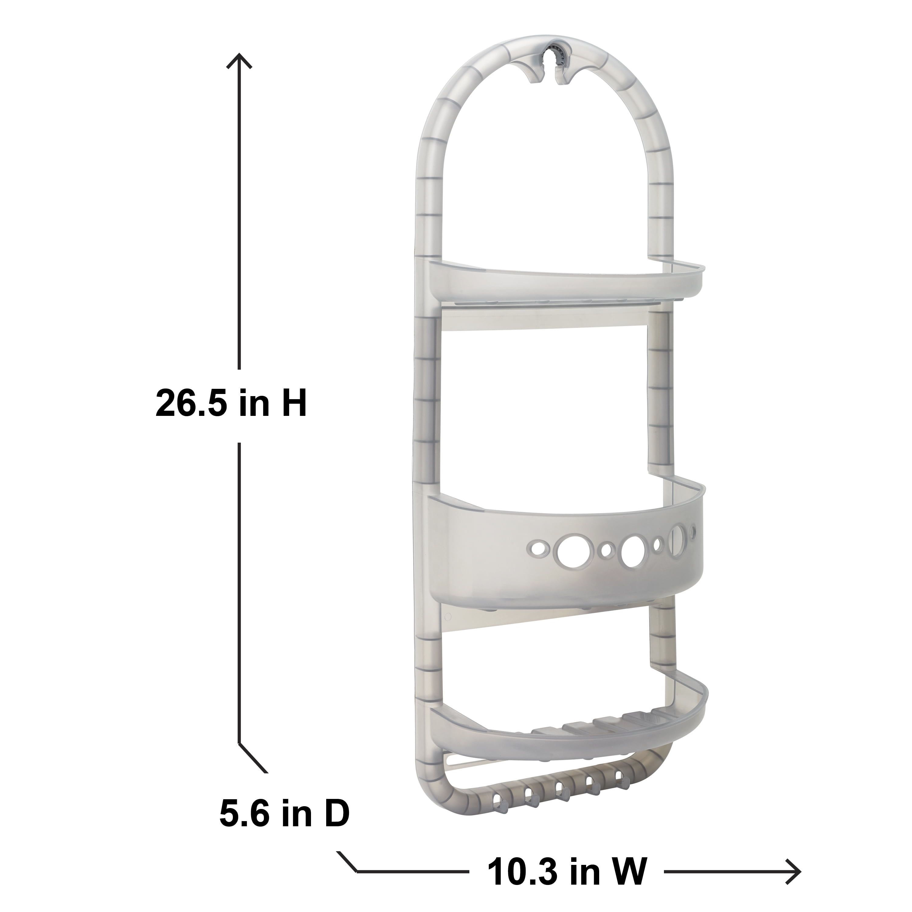 JiatuA Grey Portable Shower Caddy with 3 Compartments, Plastic, 12.4 in L x  8.9 in W x 7.4 in H, with Handle for Easy Carrying and Organization