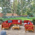 thumbnail image 2 of GDF Studio Cynthia Outdoor Acacia Wood 8 Seater Sectional Sofa Set with Coffee Table, Brown, 2 of 10
