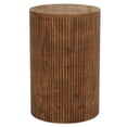 thumbnail image 3 of GVN Solid Wood Round End Table with Fluted Design, No-Assembly 4 Wheels, Storage for Lounge, Bedroom, Office Accent Furniture Piece, Brown, 3 of 3
