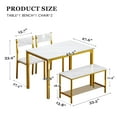 thumbnail image 5 of SOGES Dining Table Set of 4, Kitchen Table with 2 Chairs 1 bench, Use for Living Room Dining Room Kitchen, White & Gold, 5 of 8